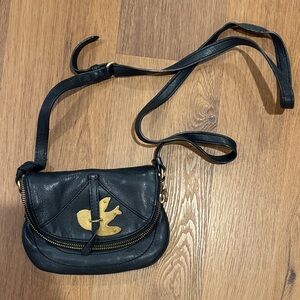 Marc by Marc Jacobs Black Leather Crossbody Bag with Gold Accents